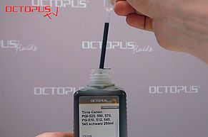 Take refill ink into syringe or pipet