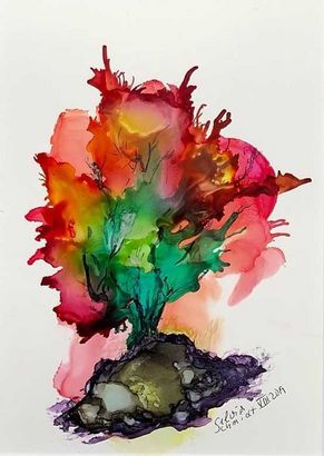 Alcohol Ink Painting with Octopus Fluids Alcohol Ink