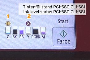 Tintenfüllstandsmeldung Canon PGI-580 CLI-581