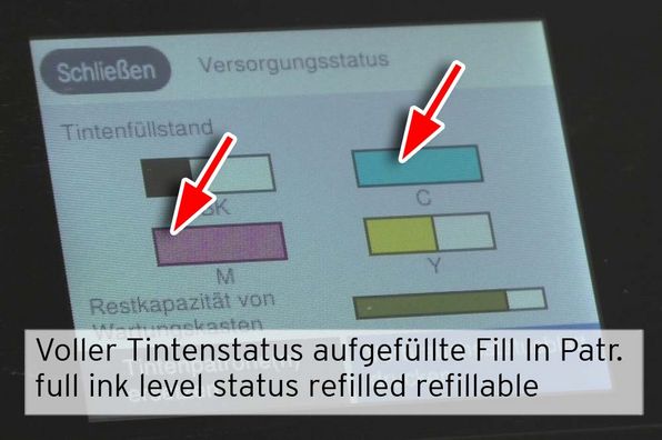 Erkennung mit vollem Tintenfüllstand nachgefüllte Epson 405