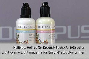Insichtbare Tinte Epson Hellblau und Hellrot