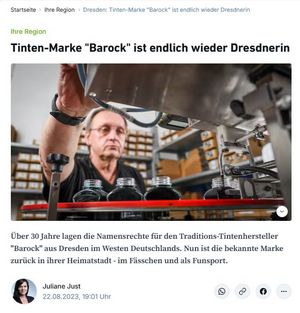 Sächsische Zeitung berichtet über Barock Tinten Sächsische Zeitung berichtet über Barock Tinten