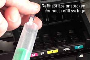 Refillspritze aufstecken