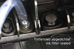 ink port sealed by plastic hose
