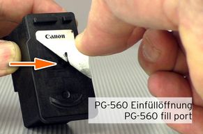 Einfüllöffnung Tinte Canon PG-560