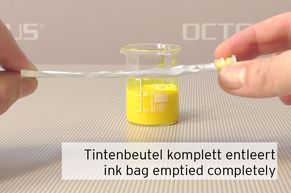 [Translate to Englisch:] Tintensack yellow pigmentiert komplett entleert