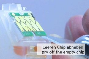 Leeren Tintenchip von der Epson 33 Patrone entfernen