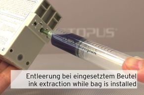 [Translate to Englisch:] Entleerung Epson Resttinte bei eingesetztem Tintenbeutel