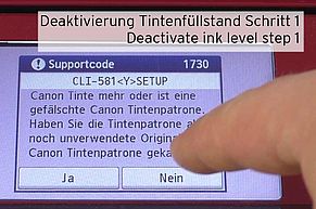 [Translate to Englisch:] Bestätigung keine unverwendete Canon Tintenpatrone