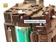 Samsung CLP-415, CLX-4195 - Haltenase lösen Samsung CLT-K 504 S/ELS - Haltenase lösen