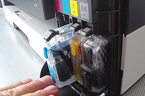 Slide cartridges in and click in place