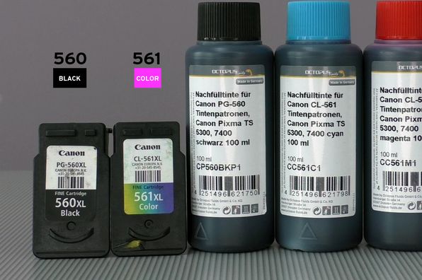 Canon PG-560 CLI-561 ink cartridges with integrated print head