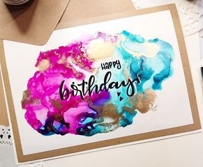 Handlettering auf Alkoholtinte Alcohol Ink