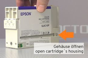 Open housing of inkjet cartridge for Epson TMC3400