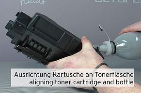 Einfüllöffnung an TK-1160 auf Trichter an Tonerflasche ausrichten