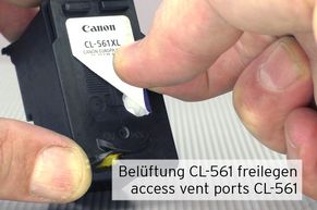 CL-561 Belüftungsöffnung unter Etikett