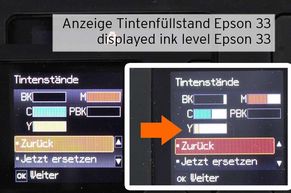 Anzeige Tintenfüllstand bei Epson 33 Tintenpatronen