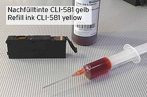 [Translate to Englisch:] Refilltinte Canon CLI-581 Tintenpatrone in Spritze