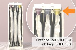 Ink bags inside the Epson inkjet cartridge SJIC15P