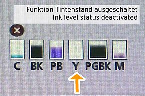 [Translate to Englisch:] Anzeige Tintenstand abgeschaltet bei Canon CLI581 Druckerpatrone