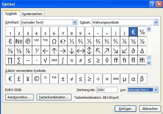 Zeichensatz
