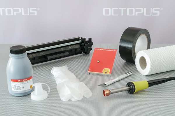 Material, tools and equipment for refilling the HP 26A and HP 26X cartridge.