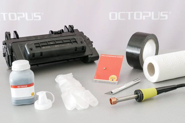 Material, tools and equipment for refilling the HP 81 cartridge.