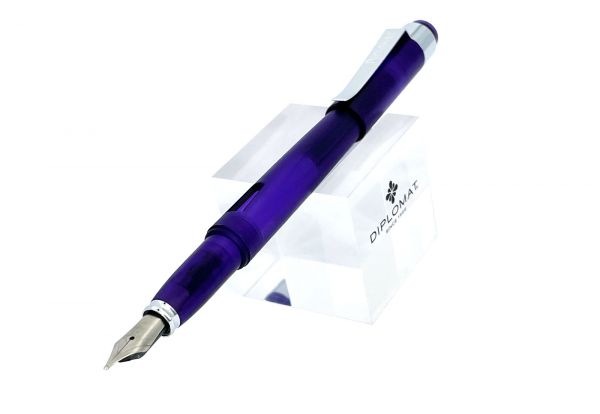 Penna stilografica Diplomat Magnum viola trasparente con inchiostro da scrittura e convertitore, M-nib in acciaio inox
