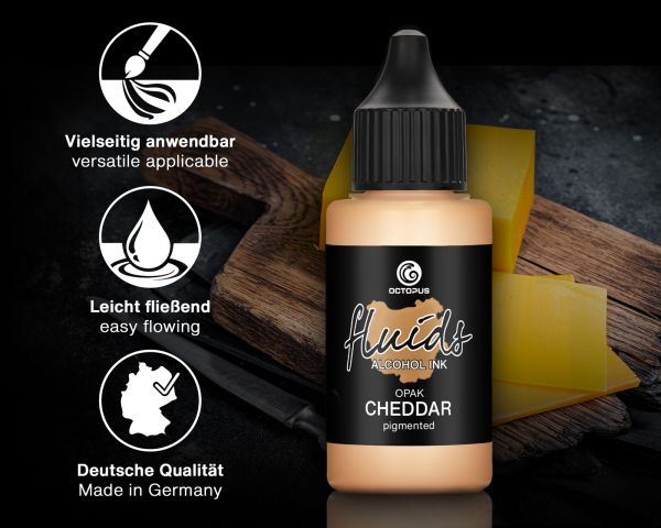 Octopus Fluids Alcohol Ink OPAK CHEDDAR, Alkoholtinte für Fluid Art und Resin, orange