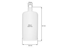 10 Ovalflaschen aus HDPE, natur, Gewinde RD18, mit Deckel und Trichter, 14g, Volumen 100 ml 10 Ovalflaschen aus HDPE, natur, Gewinde RD18, mit Deckel und Trichter, 14g, Volumen 100 ml