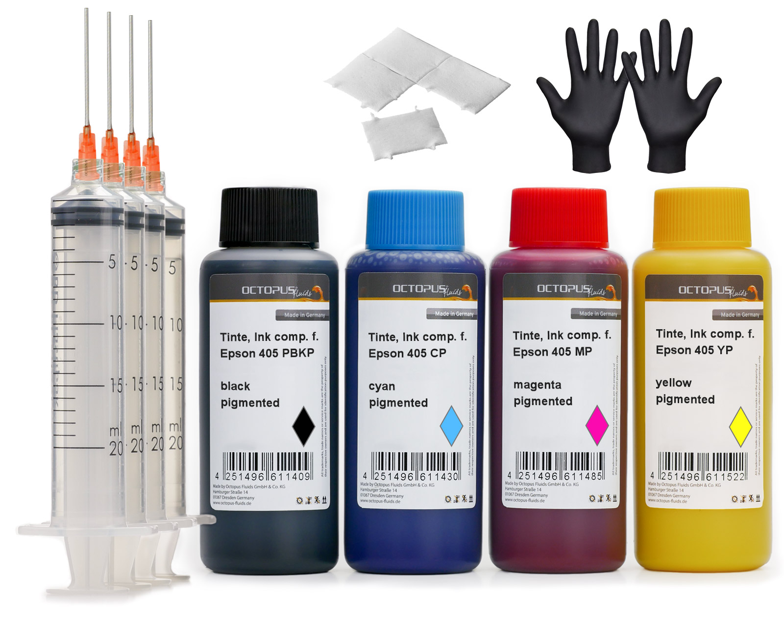 
Printer ink set for Epson 405 ink cartridges, WF-3820, WF-4820, WF-7830