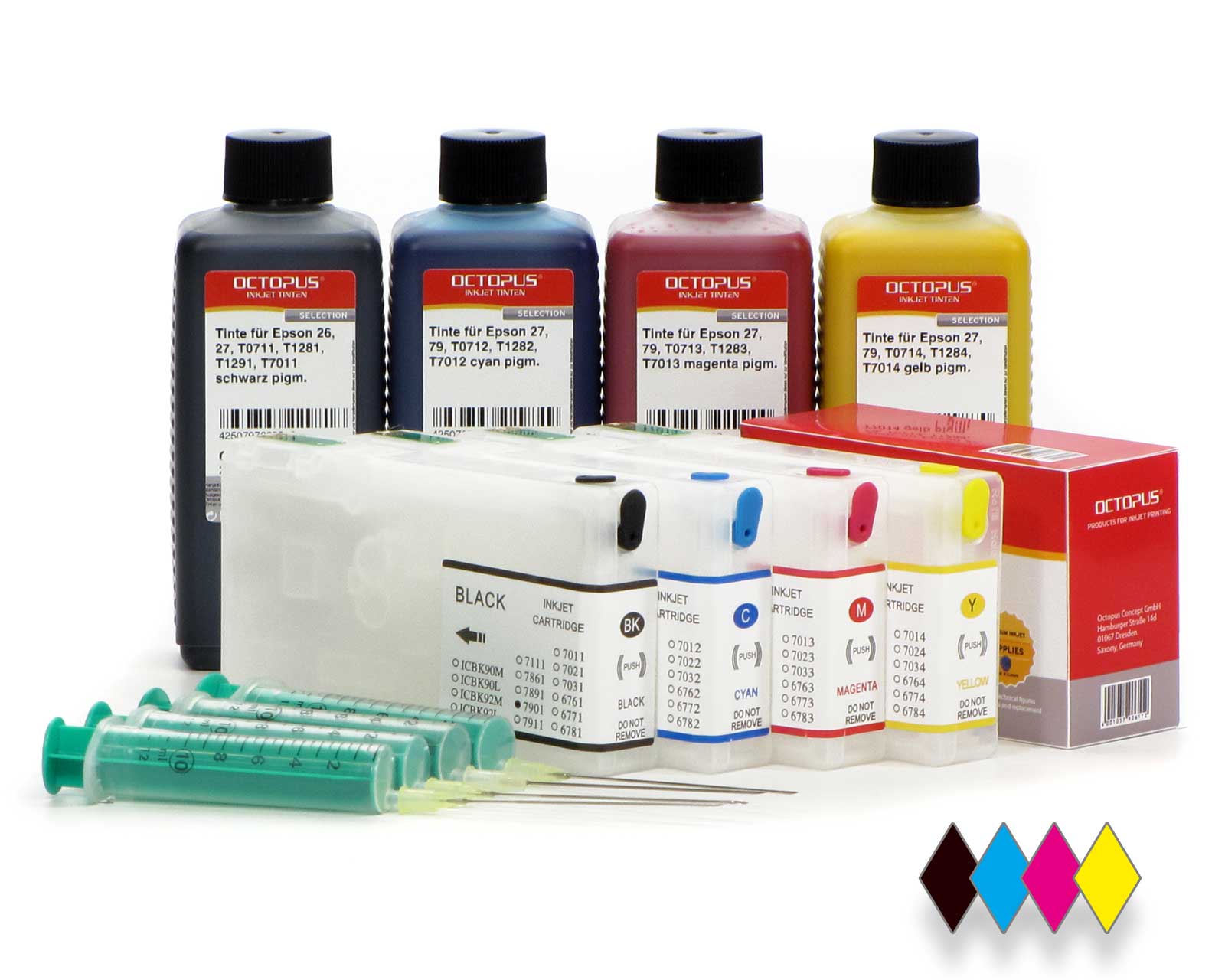 Refillable cartridges for Epson 79 with auto reset chips and 4x of ink
