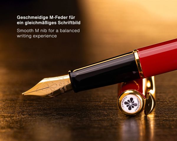 Diplomat Traveller Penna stilografica Dark Red Oro, M-nib in acciaio inox