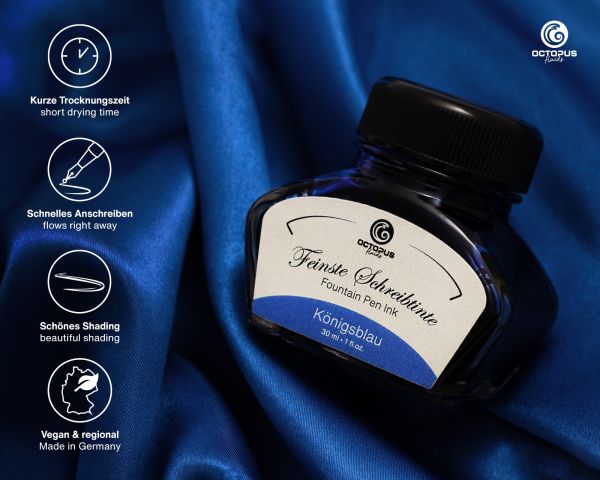 Stilografica Diplomat Esteem blu scuro laccata con inchiostro e cofanetto in legno di wengé, pennino M