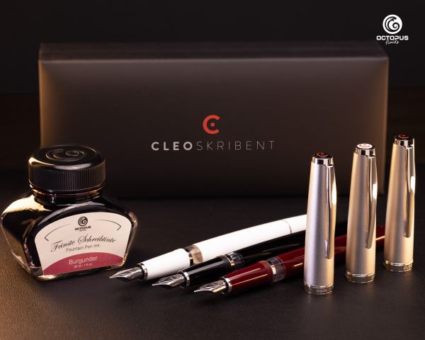 Cleo Skribent Classic Metall Kolben-Füllfederhalter, schwarz, M-Feder