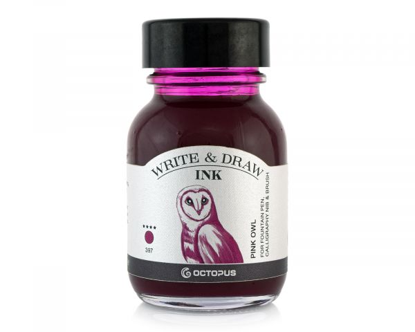 Write and Draw Ink 397 Pink Owl, waterproof drawing ink for fountain pens, 50ml