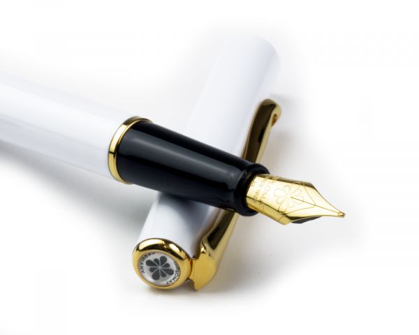Diplomat Traveller Penna stilografica Snowwhite Oro, M-nib in acciaio inox