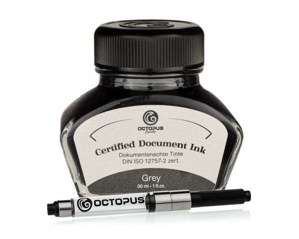 Dokumentenechte Tinte Grey, mit Konverter, zert. nach DIN ISO 12757-2, 30ml