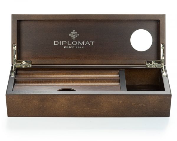 Astuccio Diplomat in legno wengé per penna stilografica e bicchiere d'inchiostro