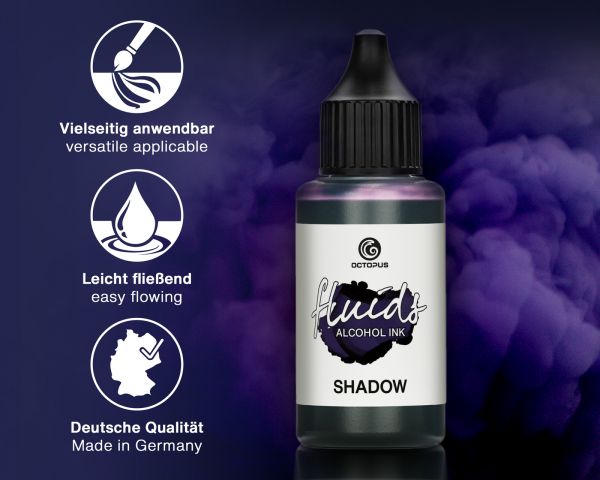 100 ml Octopus Fluids Alcohol Ink SHADOW, Alkoholtinte für Alcohol Ink Art, grau-blau