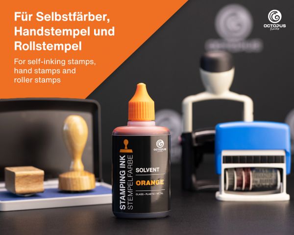 Lenizett Solvent Stempelfarbe für glatte Untergründe, orange