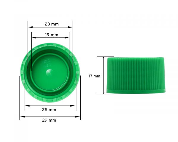 10 x 50 ml HDPE plastic bottles with green screw caps