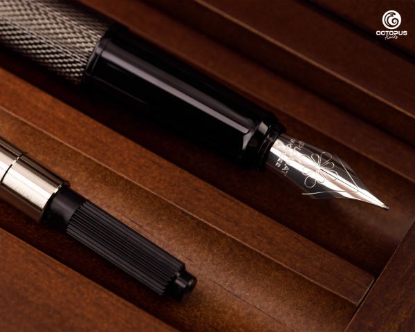 Stilografica Diplomat Esteem Black Barley con inchiostro e astuccio in pelle, pennino M