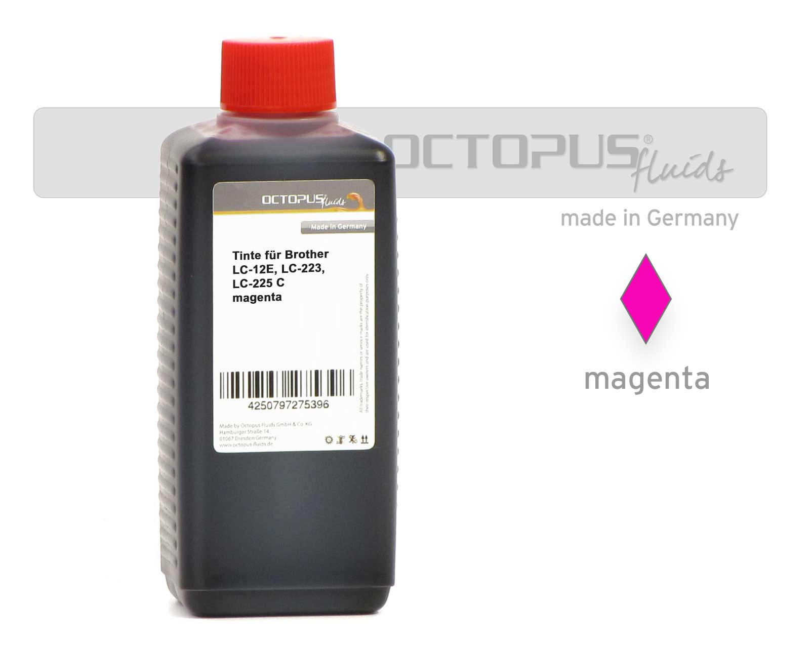 Inchiostro di ricarica per Brother LC-12E, LC-223, LC-225, LC-221, magenta Inchiostro di ricarica per Brother LC-12E, LC-223, LC-225, LC-221, magenta