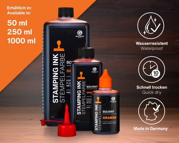 Lenizett Solvent Stempelfarbe für glatte Untergründe, orange