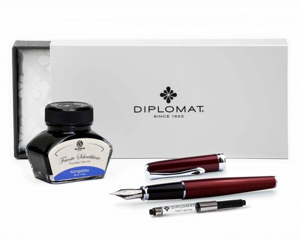 Penna stilografica Diplomat Aero blu, M-nib in acciaio inox, con inchiostro da scrittura perfettamente abbinato