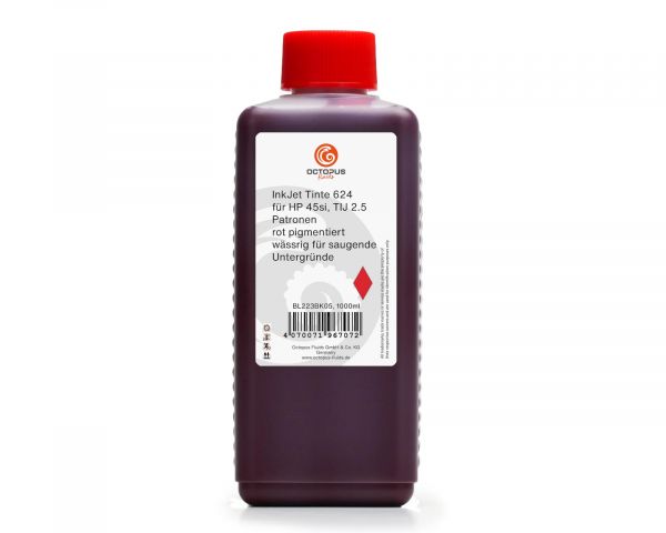 InkJet Nachfülltinte kompatibel für 624 für HP 45si, TIJ 2.5 Patronen, rot pigmentiert, wässrig für