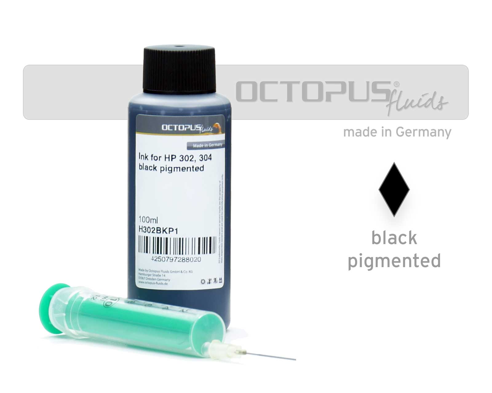 100ml Druckertinte für HP 302, HP 304 Druckerpatronen schwarz mit Refillspritze 100ml Druckertinte für HP 302, HP 304 Druckerpatronen schwarz mit Refillspritze