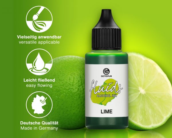 Octopus Fluids Alcohol Ink LIME for fluid art and resin, green