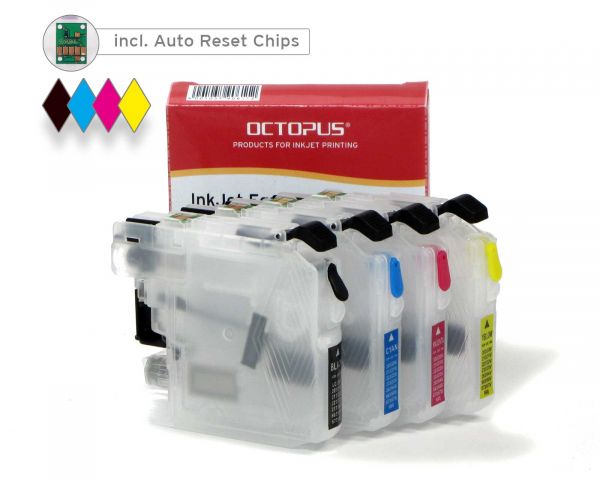 Fill In, Quickfill Druckerpatronen kompatibel mit Brother LC-227, LC-225 mit Chips und Druckertinte